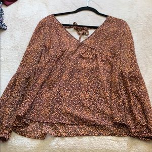 Rustic brown flowers with blue long sleeve shirt